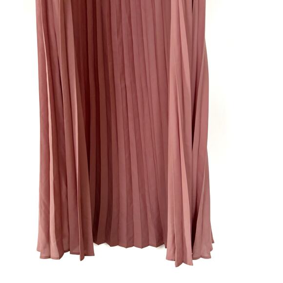 ZARA Rose Pink Marsala Pleated Midi Belted Dress Size Large NWT - Picture 8 of 10